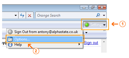 You need to click 'Options' from the 'Settings' dropdown menu. 