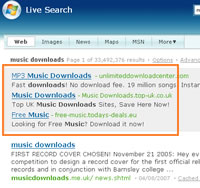 Crop MSN Live Search Sponsored Results